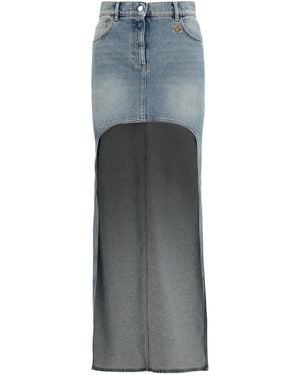 Courreges Denim Circle Skirt Bleu Delave Cotton - Grey