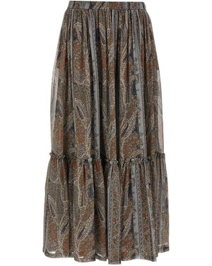 Saint Laurent Paisley Skirt - Brown