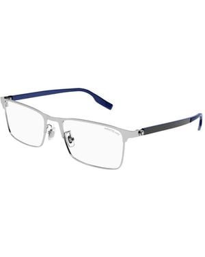 Montblanc Eyeglasses Rectangle Full Rim, Frame And Clear Demo Lens Mb0187O002 - Metallic