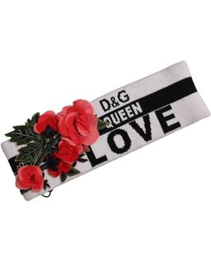 Dolce & Gabbana D&G Queen Love Floral Applique Head Band Hat - White