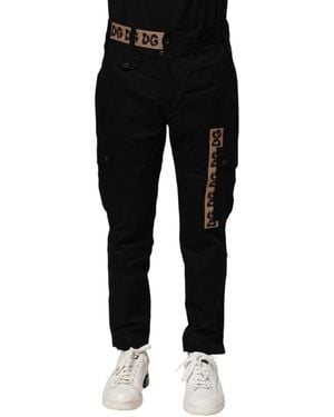 Dolce & Gabbana Cargo Trousers Dg Logo - Black