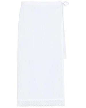 THE NINA STUDIO Lace-Detail Midi Skirt - White
