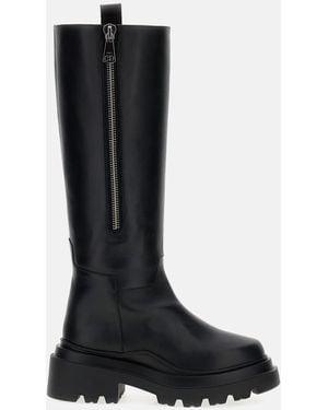 Plan C Knee-High Zip Boots - Black