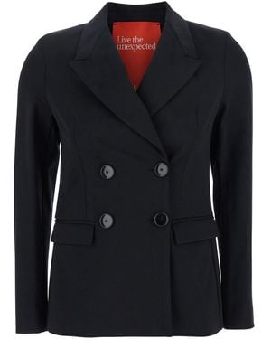 ..,merci Double-Breasted Jacket With Peak Revers - Black