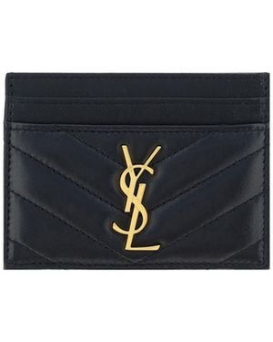 Saint Laurent Lambskin Card Holder - Blue