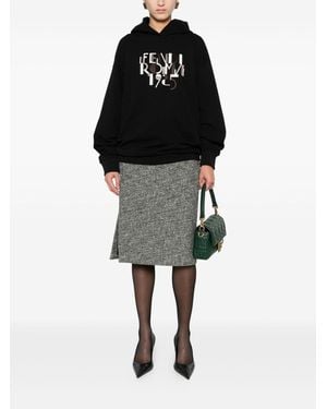 Fendi Roma Cotton Hoodie - Black