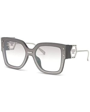 Philipp Plein Sunglasses Rectangle Full Rim, Frame And Mirror Lens Spp041Mz42X - Brown
