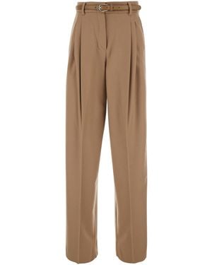 Max Mara High-Waisted Pants Wool Blend - Natural
