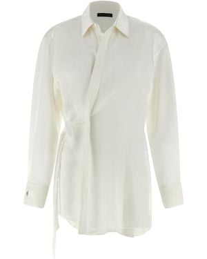 Balenciaga Wrap Shirt Silk Shirt, Blouse - White