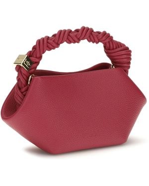 Ganni Handbag Bou Grained Leather Recycled Polyester Shoulder Bags - Pink