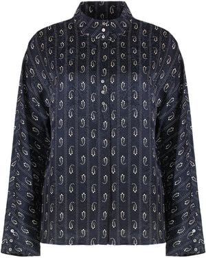Tory Burch Blouse Jacquard Viscose-Silk Blouses - Blue