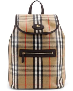 Burberry Highlands Coated Canvas Backpack With Front Logo - Natural