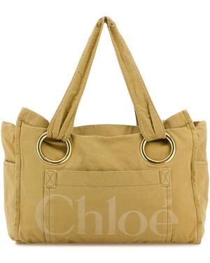 Chloé Mustard Canvas Shopping Bag - Yellow