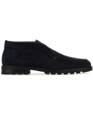 Santoni Midnight Bue Suede Desert Slip-Ons - Black