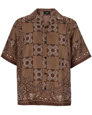 Amiri Bowling Shirt Silk - Brown