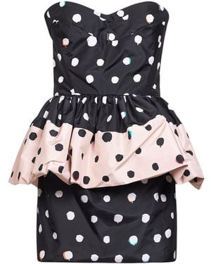 Fendi Printed Taffeta Bustier Minidress - Black