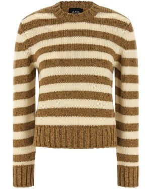 A.P.C. Striped Virgin Wool Sweater - Natural
