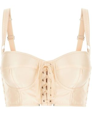 Dolce & Gabbana Skin Stretch Polyester Blend Top - Natural