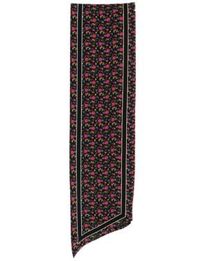 Chloé Silk Scarf With Floral Print Mulberry Scarfs - Brown