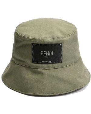 Fendi Logo Tag Bucket Hat Accessories Beanies - Green
