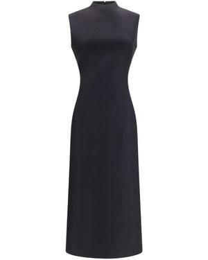 Maison Margiela Sleeveless Virgin Wool Midi Dress Fleece Ovis Aries - Blue