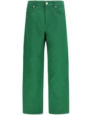 Max Mara Cotton And Linen Trousers Cotton - Green