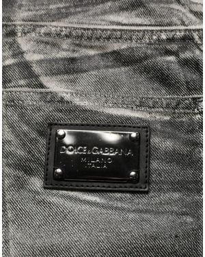 Dolce & Gabbana Washed Mid Waist Straight Denim Jeans Cotton Clothing - Grey