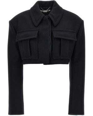 Stella McCartney Cropped Wool Jacket With Button Closure - Black