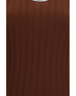 Brunello Cucinelli Ribbed Jersey Top - Brown