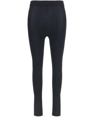 Balenciaga High-Rise Leggings Viscose; Polyester Pants - Blue