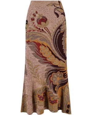 Etro Skirt To Print Floral Paisley Midi - Brown