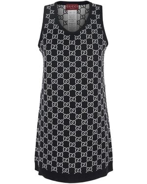 Gucci Sleeveless Mini Dress With Round Neck - Black