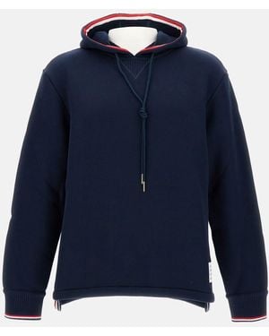 Thom Browne Oversized Hoodie With Contrasting Stripes - Blue