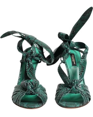 Dolce & Gabbana Python Leather Heels Sandals Shoes - Green