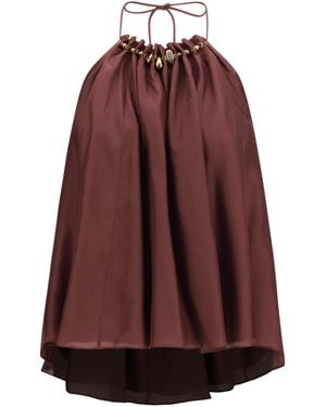Zimmermann Aster Beaded Ruched Top Silk - Purple