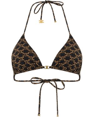Celine Triangle Bikini Top Jersey Polyamide Bikinis - Black