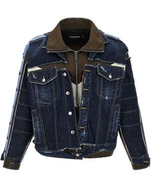 DSquared² Layered Denim And Canvas Hybrid Jacket - Blue