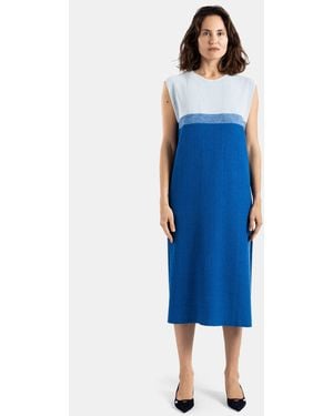 Bielo Sleeveless Double-Face Pile Reversible Dress - Blue