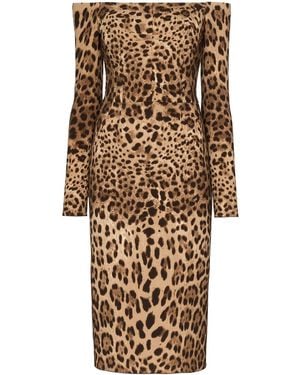 Dolce & Gabbana Leopard Printed Dress - Natural