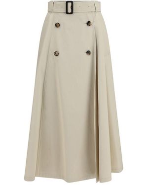 Burberry Beige Cotton Midi Skirt - Natural