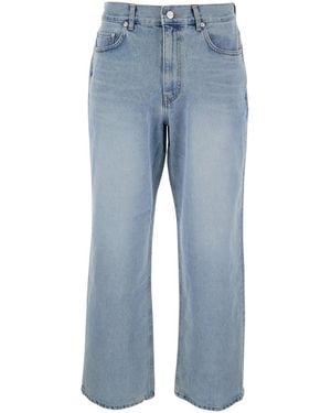 DUNST Light Five Pocket Jeans With Logo Patch On The Back - Blue