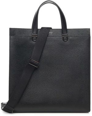 Ferragamo Leather Work Bag With Double Handle - Black