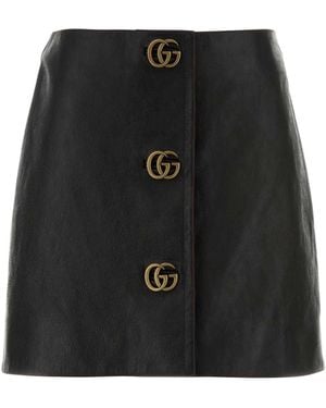 Gucci Leather Mini Skirt - Black