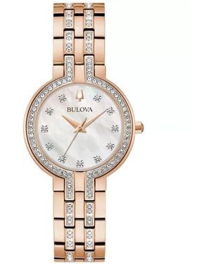 Bulova Bulova Crystal-Embellished Dial Watch — Rose - Metallic