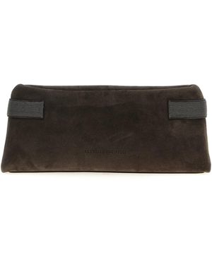 クラッチバッグ BRUNELLO CUCINELLI SUEDE LEATHER CLUTCH BAG Brunello Cucinelli Grey suede leather clutch bag | The