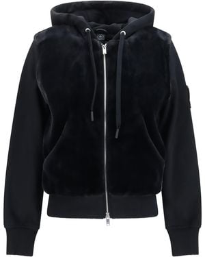 Moose Knuckles Rosylyn Bunny Hoodie Cotton Sweatshirts - Black