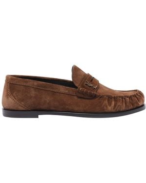 Saint Laurent Laurent Suede Loafers - Brown