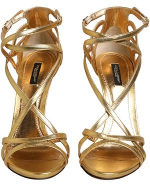 Dolce & Gabbana Leather Keira Heels Sandals Shoes Lamb - Metallic