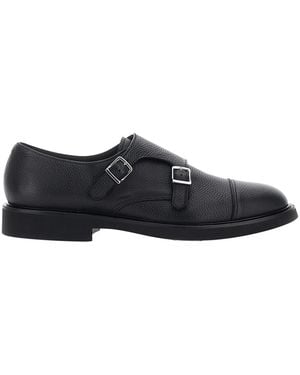 Doucal's Double Buckle Leather Loafers Calf - Black