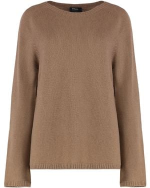 Max Mara Crew Neck Sweater Wool And Cashmere - Brown